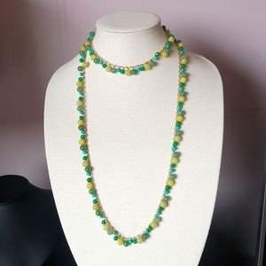 Stella&Dot Copa Semi-precious Stones Beaded Goldtone Chain Necklace